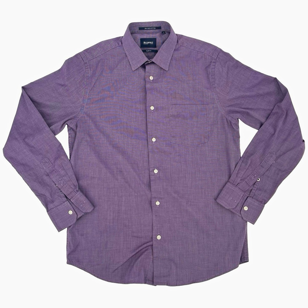 Blackberrys Mens Purple Slim Fit Dress Shirt Size L 40cm Long Sleeve Button Up